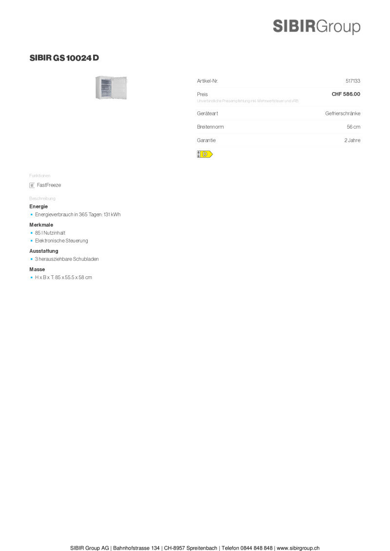 Datenblatt Sibir GS10024D