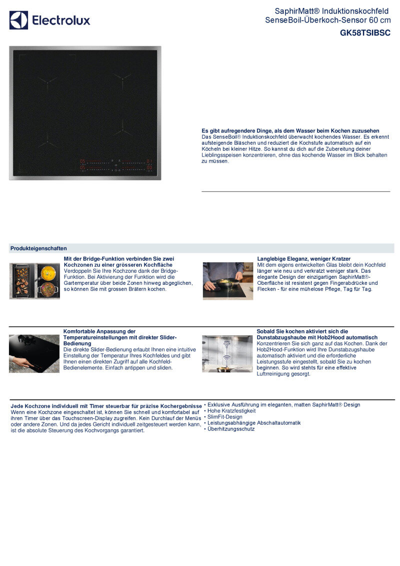 Datenblatt Electrolux GK58TSIBSC