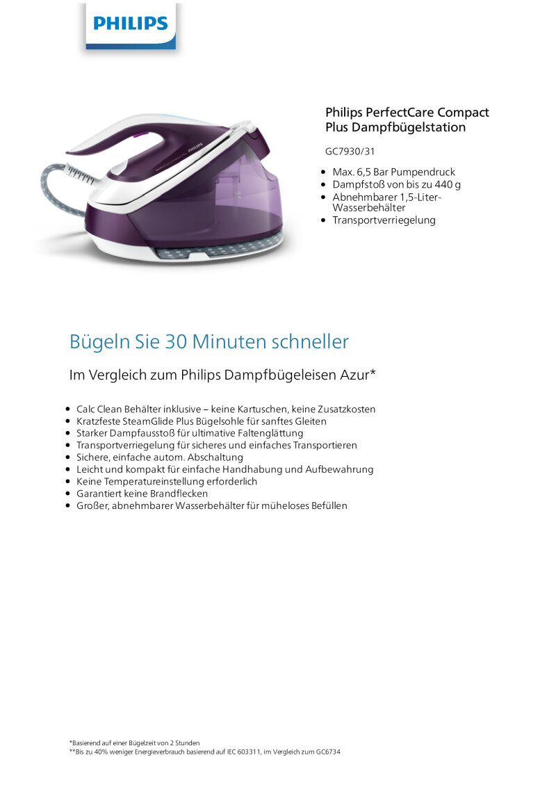 Datenblatt Philips GC7930